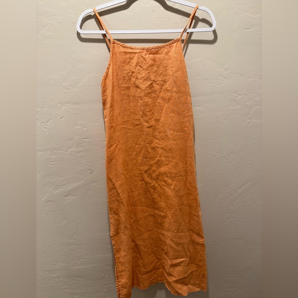 Sugar Candy Mountain Shell Sundown Linen Slip Dress size Xs with Tie Straps